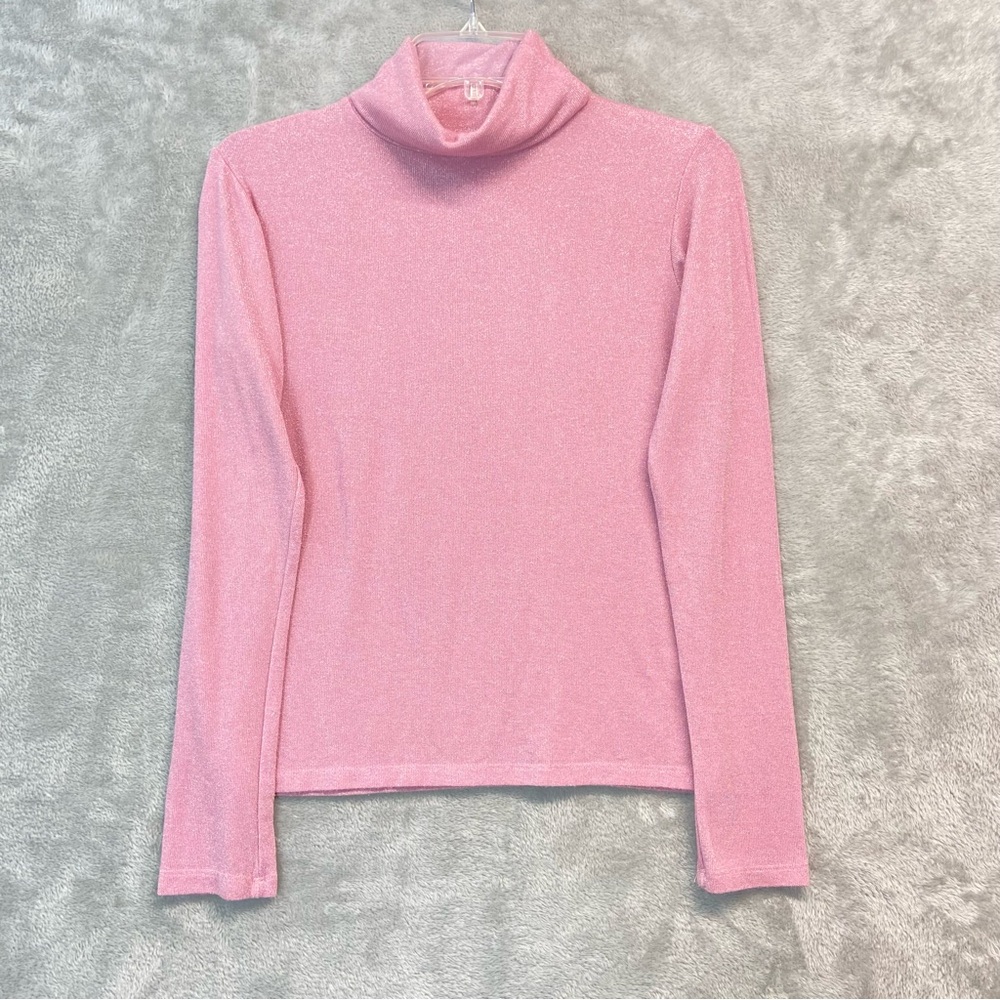 Fabrizio Gianni Lurex Pink Turtleneck Long Sleeve Top